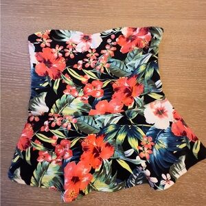 Express Floral Strapless Peplum Top/Tube top